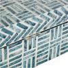 imageDeco 79 Mother of Pearl Shell Decorative Box Mosaic Storage Decorative Keepsake Boxes with Taupe Accents Set of 2 Storage Boxes 12quot 8quotW BeigeBlue