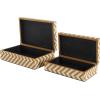 imageDeco 79 Mother of Pearl Shell Decorative Box Mosaic Storage Decorative Keepsake Boxes with Taupe Accents Set of 2 Storage Boxes 12quot 8quotW BeigeBrown