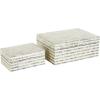 imageDeco 79 Mother of Pearl Shell Decorative Box Mosaic Storage Decorative Keepsake Boxes with Taupe Accents Set of 2 Storage Boxes 12quot 8quotW BeigeCream