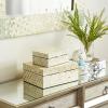 imageDeco 79 Mother of Pearl Shell Decorative Box Mosaic Storage Decorative Keepsake Boxes with Taupe Accents Set of 2 Storage Boxes 12quot 8quotW BeigeCream