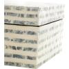 imageDeco 79 Mother of Pearl Shell Decorative Box Mosaic Storage Decorative Keepsake Boxes with Taupe Accents Set of 2 Storage Boxes 12quot 8quotW BeigeCream