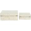 imageDeco 79 Mother of Pearl Shell Decorative Box Mosaic Storage Decorative Keepsake Boxes with Taupe Accents Set of 2 Storage Boxes 12quot 8quotW BeigeCream