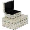 imageDeco 79 Mother of Pearl Shell Decorative Box Mosaic Storage Decorative Keepsake Boxes with Taupe Accents Set of 2 Storage Boxes 12quot 8quotW BeigeCream