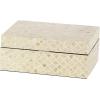 imageDeco 79 Mother of Pearl Shell Decorative Box Mosaic Storage Decorative Keepsake Boxes with Taupe Accents Set of 2 Storage Boxes 12quot 8quotW BeigeCream