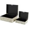 imageDeco 79 Mother of Pearl Shell Decorative Box Mosaic Storage Decorative Keepsake Boxes with Taupe Accents Set of 2 Storage Boxes 12quot 8quotW BeigeCream
