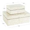 imageDeco 79 Mother of Pearl Shell Decorative Box Mosaic Storage Decorative Keepsake Boxes with Taupe Accents Set of 2 Storage Boxes 12quot 8quotW BeigeCream