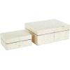 imageDeco 79 Mother of Pearl Shell Decorative Box Mosaic Storage Decorative Keepsake Boxes with Taupe Accents Set of 2 Storage Boxes 12quot 8quotW BeigeCream