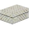imageDeco 79 Mother of Pearl Shell Decorative Box Mosaic Storage Decorative Keepsake Boxes with Taupe Accents Set of 2 Storage Boxes 12quot 8quotW BeigeCream