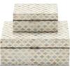 imageDeco 79 Mother of Pearl Shell Decorative Box Mosaic Storage Decorative Keepsake Boxes with Taupe Accents Set of 2 Storage Boxes 12quot 8quotW BeigeCream