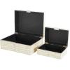 imageDeco 79 Mother of Pearl Shell Decorative Box Mosaic Storage Decorative Keepsake Boxes with Taupe Accents Set of 2 Storage Boxes 12quot 8quotW BeigeCream