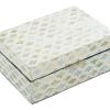 imageDeco 79 Mother of Pearl Shell Decorative Box Mosaic Storage Decorative Keepsake Boxes with Taupe Accents Set of 2 Storage Boxes 12quot 8quotW BeigeCream