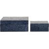 imageDeco 79 Mother of Pearl Shell Decorative Box Mosaic Storage Decorative Keepsake Boxes with Taupe Accents Set of 2 Storage Boxes 12quot 8quotW BeigeDark Blue