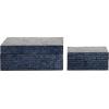 imageDeco 79 Mother of Pearl Shell Decorative Box Mosaic Storage Decorative Keepsake Boxes with Taupe Accents Set of 2 Storage Boxes 12quot 8quotW BeigeDark Blue