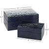 imageDeco 79 Mother of Pearl Shell Decorative Box Mosaic Storage Decorative Keepsake Boxes with Taupe Accents Set of 2 Storage Boxes 12quot 8quotW BeigeDark Blue
