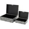 imageDeco 79 Mother of Pearl Shell Decorative Box Mosaic Storage Decorative Keepsake Boxes with Taupe Accents Set of 2 Storage Boxes 12quot 8quotW BeigeGray