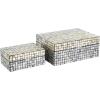 imageDeco 79 Mother of Pearl Shell Decorative Box Mosaic Storage Decorative Keepsake Boxes with Taupe Accents Set of 2 Storage Boxes 12quot 8quotW BeigeGray