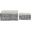 imageDeco 79 Mother of Pearl Shell Decorative Box Mosaic Storage Decorative Keepsake Boxes with Taupe Accents Set of 2 Storage Boxes 12quot 8quotW BeigeGray