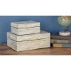imageDeco 79 Mother of Pearl Shell Decorative Box Mosaic Storage Decorative Keepsake Boxes with Taupe Accents Set of 2 Storage Boxes 12quot 8quotW BeigeLight Blue