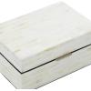 imageDeco 79 Mother of Pearl Shell Decorative Box Mosaic Storage Decorative Keepsake Boxes with Taupe Accents Set of 2 Storage Boxes 12quot 8quotW BeigeLight Blue