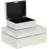 imageDeco 79 Mother of Pearl Shell Decorative Box Mosaic Storage Decorative Keepsake Boxes with Taupe Accents Set of 2 Storage Boxes 12quot 8quotW BeigeLight Blue