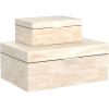 imageDeco 79 Mother of Pearl Shell Decorative Box Mosaic Storage Decorative Keepsake Boxes with Taupe Accents Set of 2 Storage Boxes 12quot 8quotW BeigeWhite
