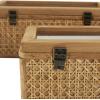 imageDeco 79 Wood Decorative Box Decorative Keepsake Boxes with Lid Set of 2 Storage Boxes 10quot 7quotW BrownBrown
