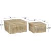imageDeco 79 Wood Decorative Box Decorative Keepsake Boxes with Lid Set of 2 Storage Boxes 10quot 7quotW BrownBrown