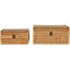 imageDeco 79 Wood Decorative Box Decorative Keepsake Boxes with Lid Set of 2 Storage Boxes 10quot 7quotW BrownBrown