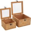 imageDeco 79 Wood Decorative Box Decorative Keepsake Boxes with Lid Set of 2 Storage Boxes 10quot 7quotW BrownBrown