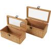 imageDeco 79 Wood Decorative Box Decorative Keepsake Boxes with Lid Set of 2 Storage Boxes 10quot 7quotW BrownBrown