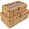 imageDeco 79 Wood Decorative Box Decorative Keepsake Boxes with Lid Set of 2 Storage Boxes 10quot 7quotW BrownBrown