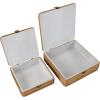 imageDeco 79 Wood Decorative Box Decorative Keepsake Boxes with Lid Set of 2 Storage Boxes 10quot 7quotW BrownBrown