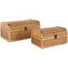 imageDeco 79 Wood Decorative Box Decorative Keepsake Boxes with Lid Set of 2 Storage Boxes 10quot 7quotW BrownBrown