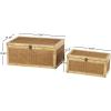 imageDeco 79 Wood Decorative Box Decorative Keepsake Boxes with Lid Set of 2 Storage Boxes 10quot 7quotW BrownBrown