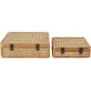 imageDeco 79 Wood Decorative Box Decorative Keepsake Boxes with Lid Set of 2 Storage Boxes 10quot 7quotW BrownBrown