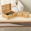 imageDeco 79 Wood Decorative Box Decorative Keepsake Boxes with Lid Set of 2 Storage Boxes 10quot 7quotW BrownBrown