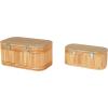 imageDeco 79 Wood Decorative Box Decorative Keepsake Boxes with Lid Set of 2 Storage Boxes 10quot 7quotW BrownBrown