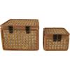 imageDeco 79 Wood Decorative Box Decorative Keepsake Boxes with Lid Set of 2 Storage Boxes 10quot 7quotW BrownBrown