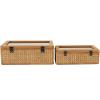 imageDeco 79 Wood Decorative Box Decorative Keepsake Boxes with Lid Set of 2 Storage Boxes 10quot 7quotW BrownBrown