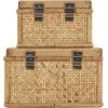 imageDeco 79 Wood Decorative Box Decorative Keepsake Boxes with Lid Set of 2 Storage Boxes 10quot 7quotW BrownBrown