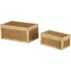 imageDeco 79 Wood Decorative Box Decorative Keepsake Boxes with Lid Set of 2 Storage Boxes 10quot 7quotW BrownBrown