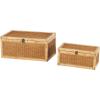 imageDeco 79 Wood Decorative Box Decorative Keepsake Boxes with Lid Set of 2 Storage Boxes 10quot 7quotW BrownBrown
