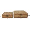 imageDeco 79 Wood Decorative Box Decorative Keepsake Boxes with Lid Set of 2 Storage Boxes 10quot 7quotW BrownBrown