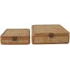 imageDeco 79 Wood Decorative Box Decorative Keepsake Boxes with Lid Set of 2 Storage Boxes 10quot 7quotW BrownBrown