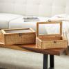 imageDeco 79 Wood Decorative Box Decorative Keepsake Boxes with Lid Set of 2 Storage Boxes 10quot 7quotW BrownBrown
