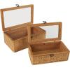 imageDeco 79 Wood Decorative Box Decorative Keepsake Boxes with Lid Set of 2 Storage Boxes 10quot 7quotW BrownBrown