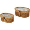imageDeco 79 Wood Decorative Box Decorative Keepsake Boxes with Lid Set of 2 Storage Boxes 10quot 7quotW BrownBrown
