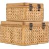 imageDeco 79 Wood Decorative Box Decorative Keepsake Boxes with Lid Set of 2 Storage Boxes 10quot 7quotW BrownBrown