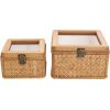 imageDeco 79 Wood Decorative Box Decorative Keepsake Boxes with Lid Set of 2 Storage Boxes 10quot 7quotW BrownBrown