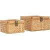 imageDeco 79 Wood Decorative Box Decorative Keepsake Boxes with Lid Set of 2 Storage Boxes 10quot 7quotW BrownBrown